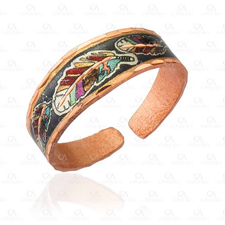 Colorful Copper Feather Rings RNS-04