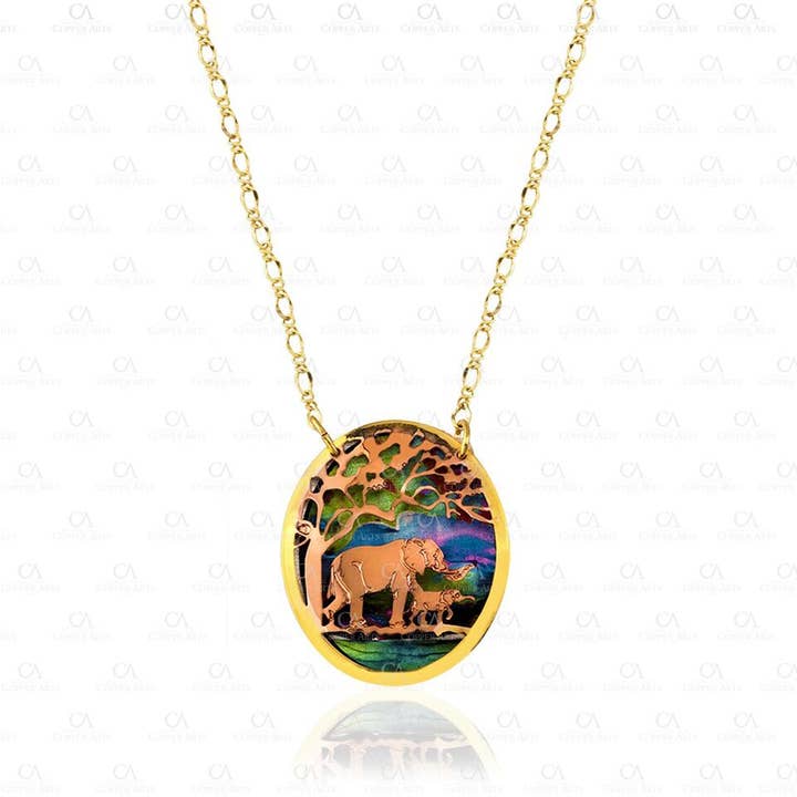 Cut Out Gold Copper Elephant Necklaces NPT-67