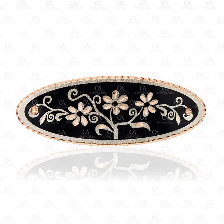 Black Oval Copper Flower Hair Clips