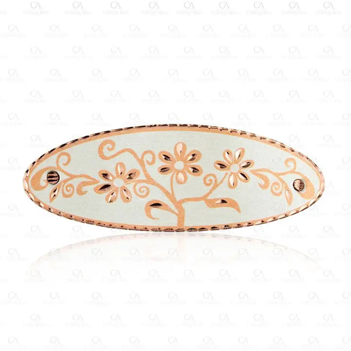 Silver Plated Oval Copper Flower Hair Clip