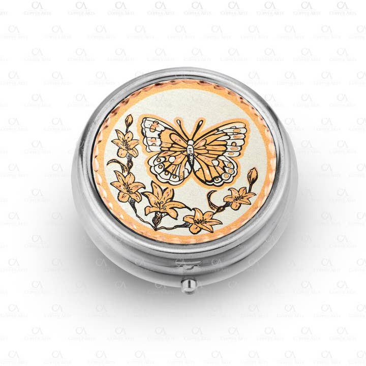 Flowers & Butterfly Pill Box PB-37