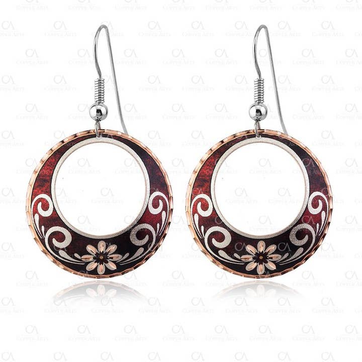 Red Daisies Flower Hoop Earrings