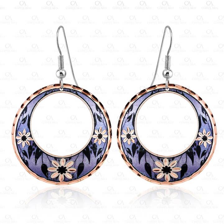 PURPLE Floral Design Earrings
