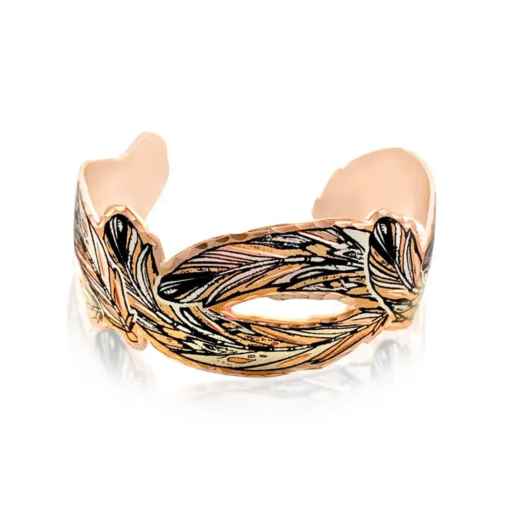 Cut Out Colorful Copper Feather Bracelet BCF-05