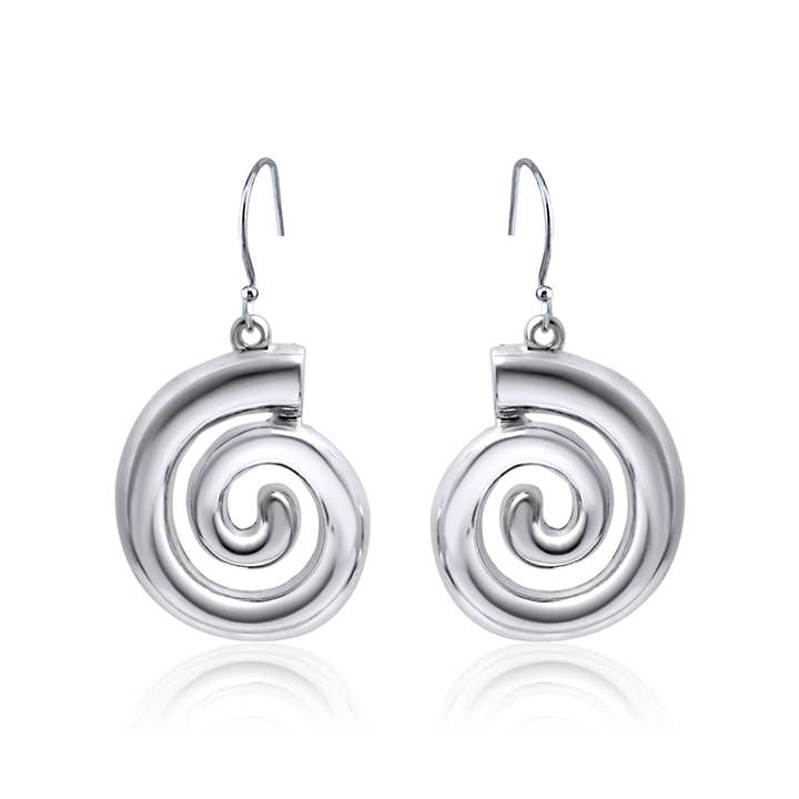 Snail shell silver color nautical coastal   Earrings