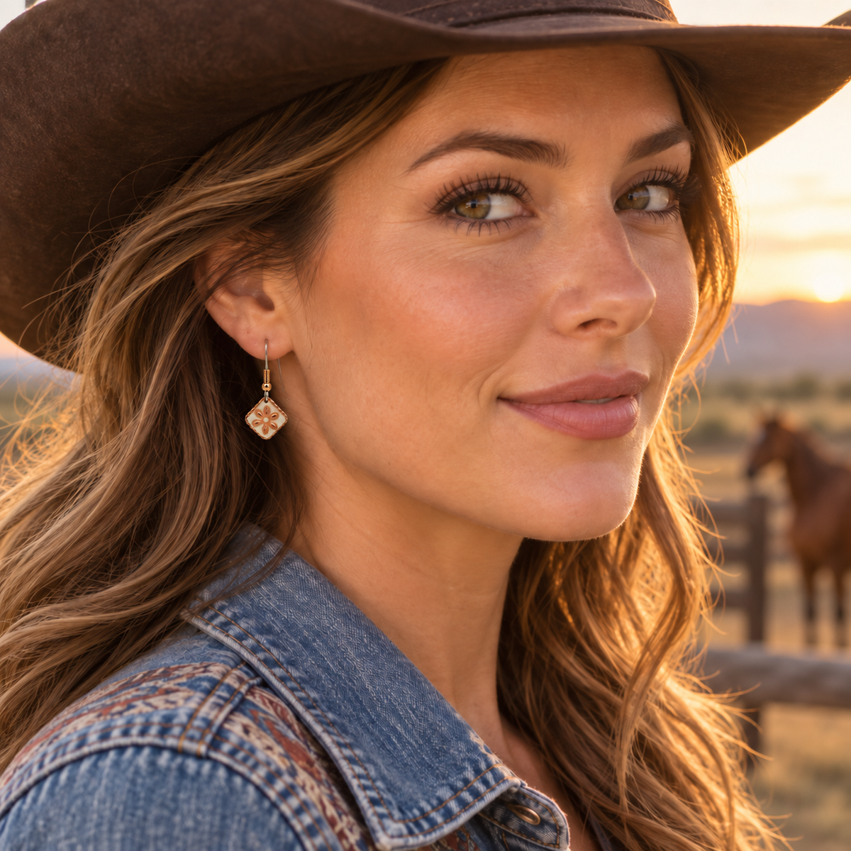 Silver daisy  flower earrings