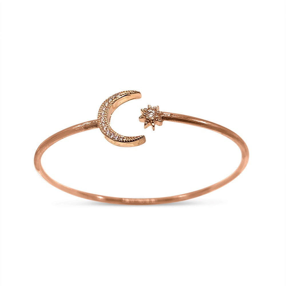 Moon star adjustable rose gold bracelet