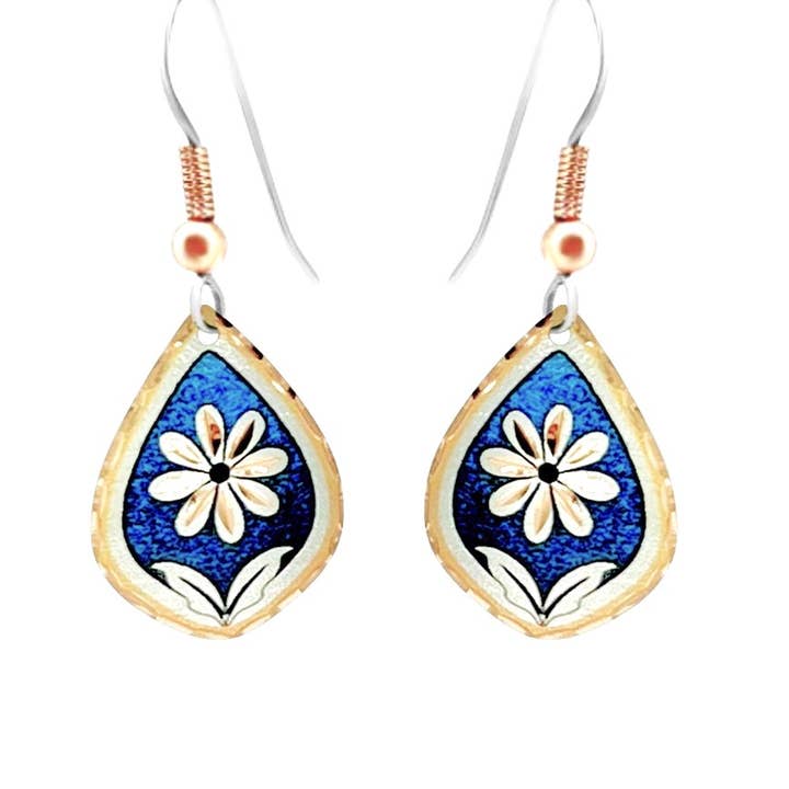Blue  Floral Design Earrings