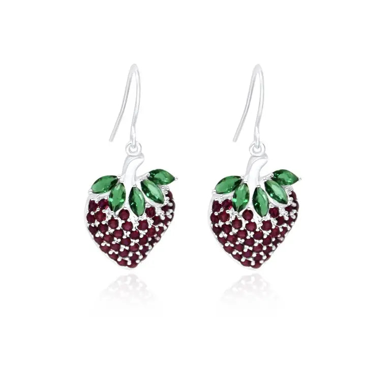 Strawberry Earrings  with zirconia stones