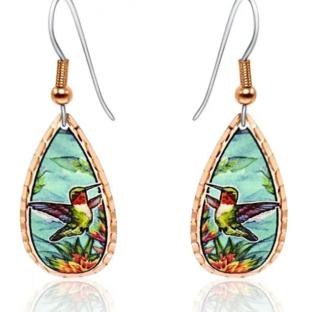 Teardrop Hummingbird Earrings