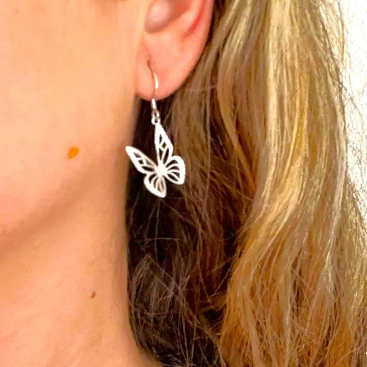 Silver Cut out   Butterfly Earrings