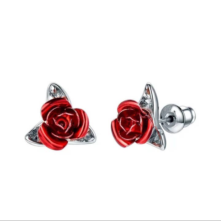 stainless   Red Rose design stud   Earrings