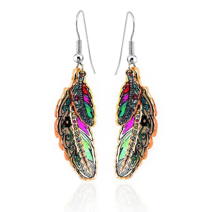 Double Feather Copper Earrings YM-01