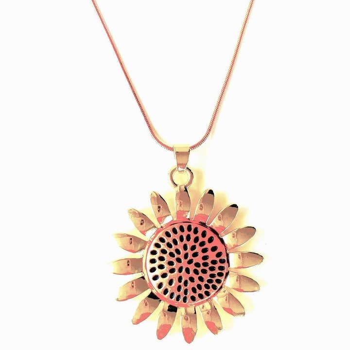 Sunflower Necklace gold plated on copper