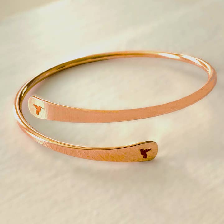 hummingbird engraving minimal adjustable bracelet