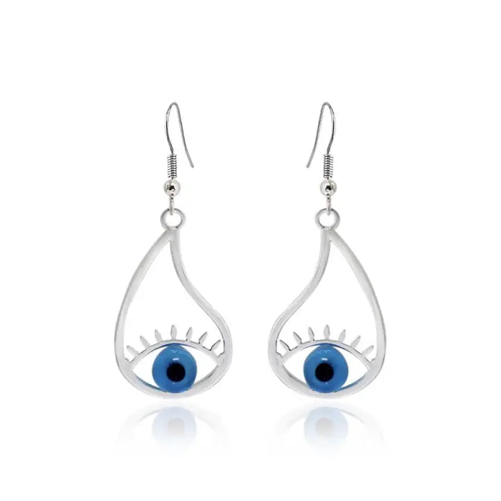 Round  silver earrings with leather