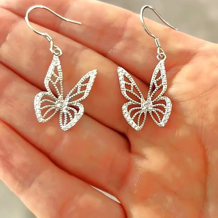 Silver Cut out   Butterfly Earrings