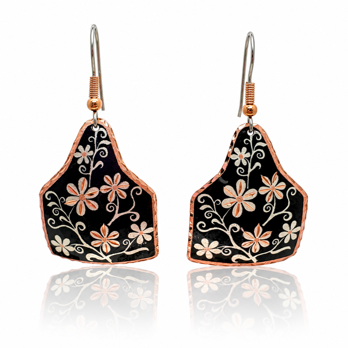 Western cow tag earrings
