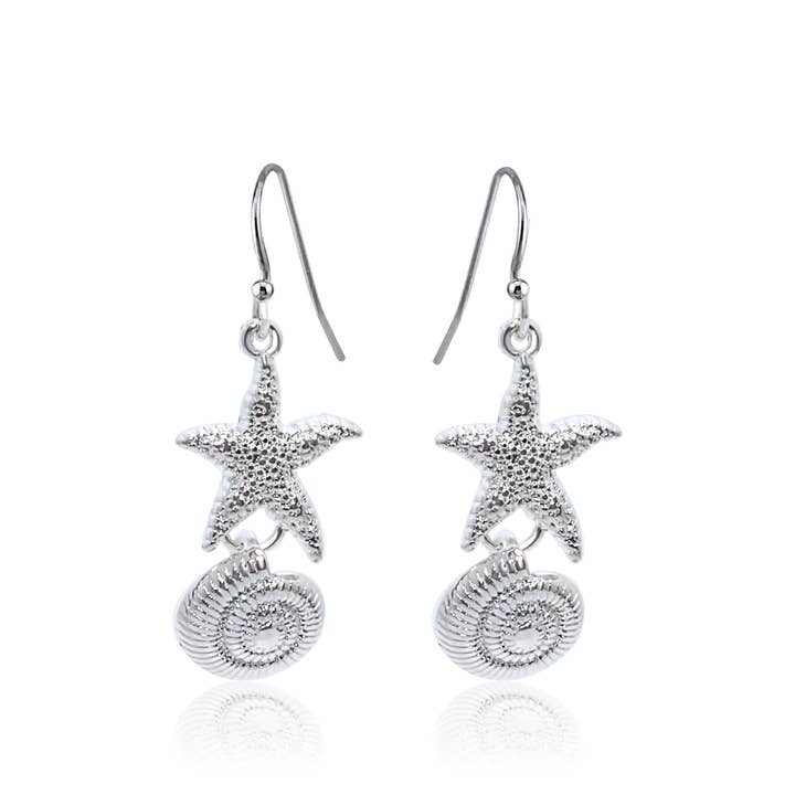 Sea Starfish and shell dangly Earrings