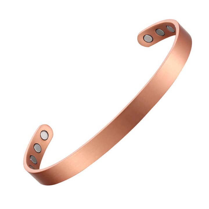 Copper plain and brushed look magnetic bracelet