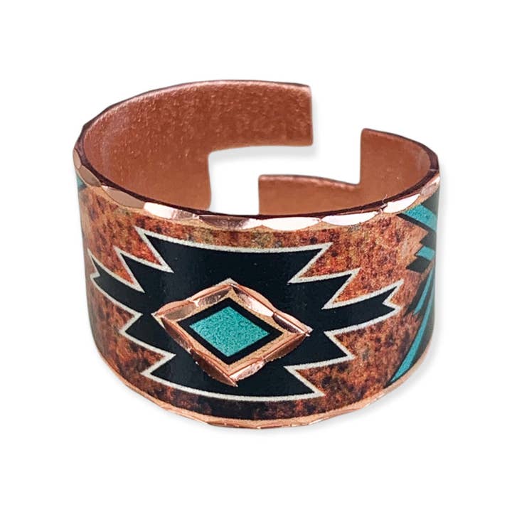 Burgundy turquoise western American rings RC-715