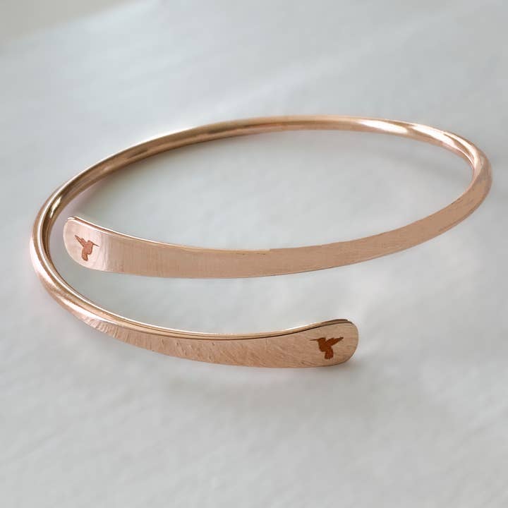 hummingbird engraving minimal adjustable bracelet