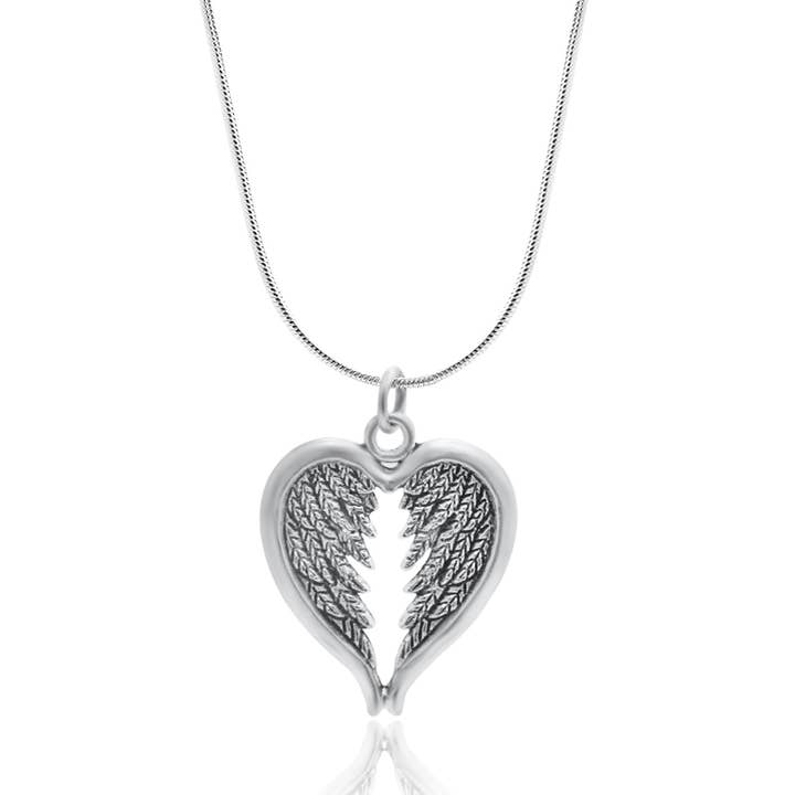 Stainless Heart shape Angel wings  Necklacecc