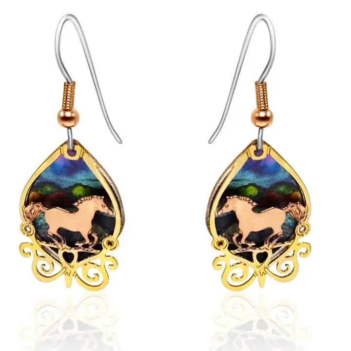 3D Colorful Cut Out Horse Earrings