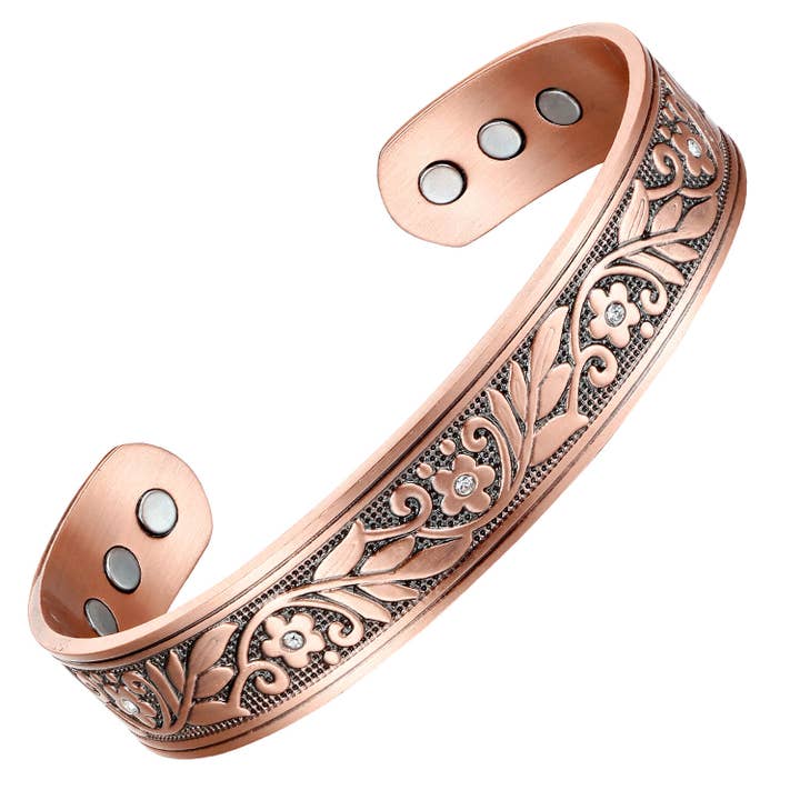 Vintage daisy flower zircon stone magnetic bracelet