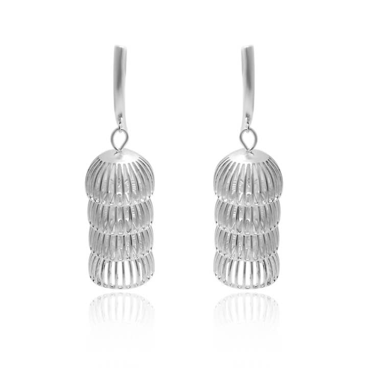Bird cage  silver Earrings
