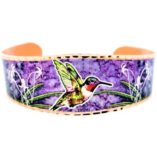 Purple Background Hummingbird Bracelet