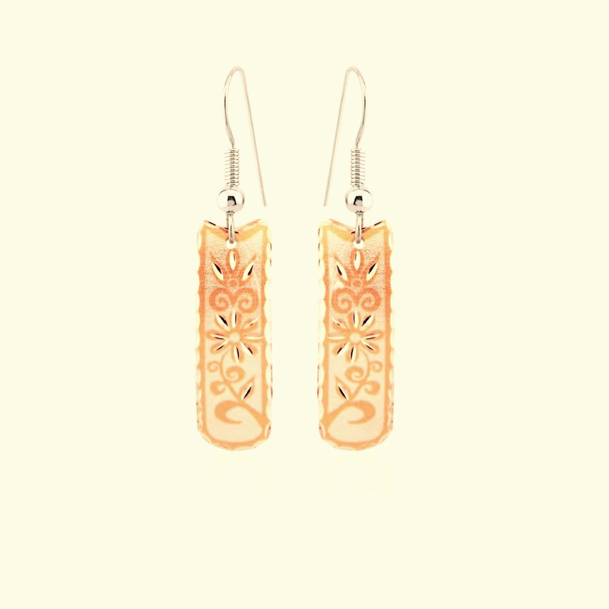 Silver rectangle tiny earrings