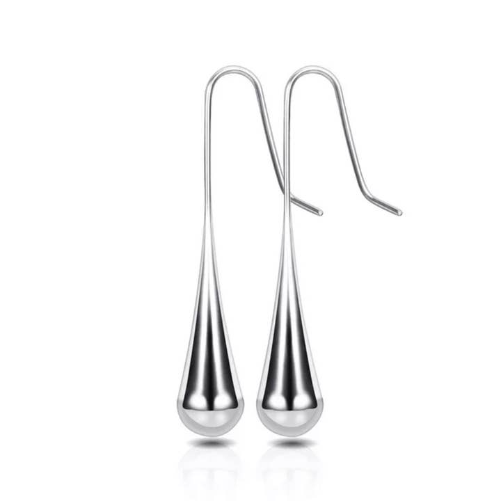 stainless steel silver color water drop earrings