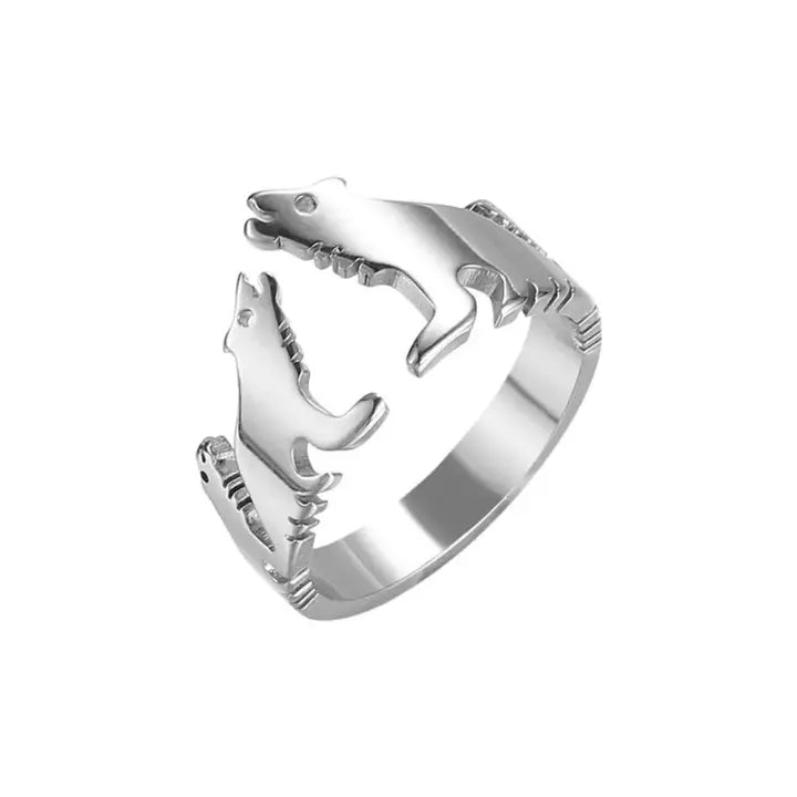 Stainless Steel   adjustable Wolf   Ring