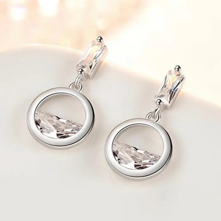 Water fountain glass 925 silver plated earrings