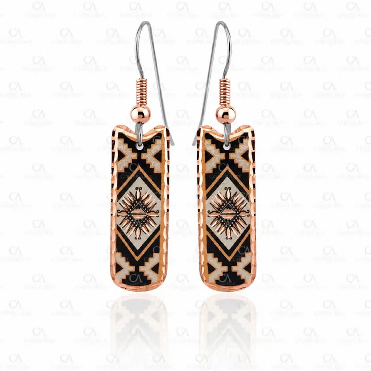 western rectangle sun sunburst earrings