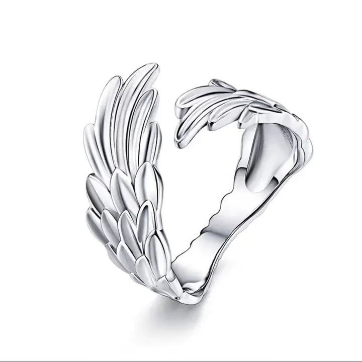 Sterling silver   adjustable women  feather  Ring