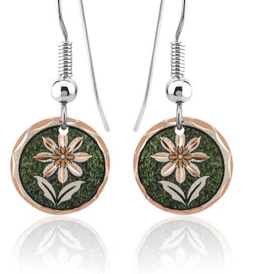 Green color  Floral Design Earrings