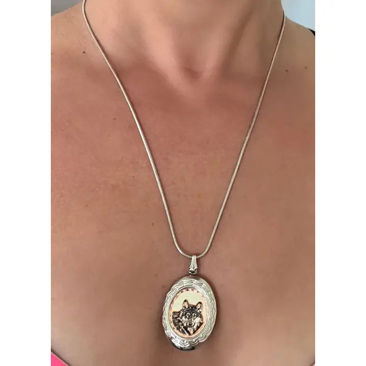 Wolf Jewelry Locket Necklace