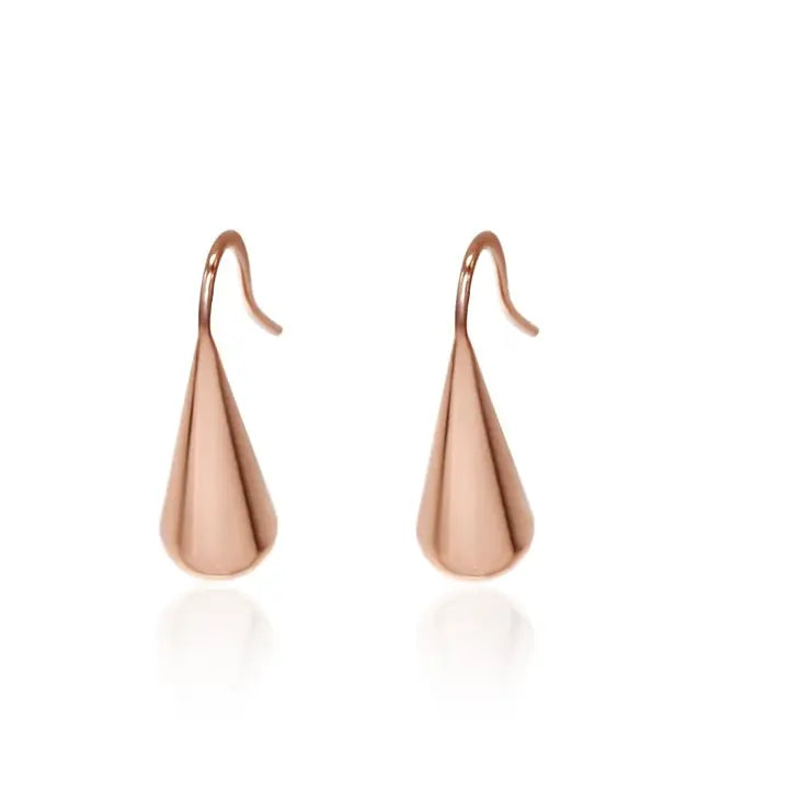 stainless steel Rose gold  color water drop earrings