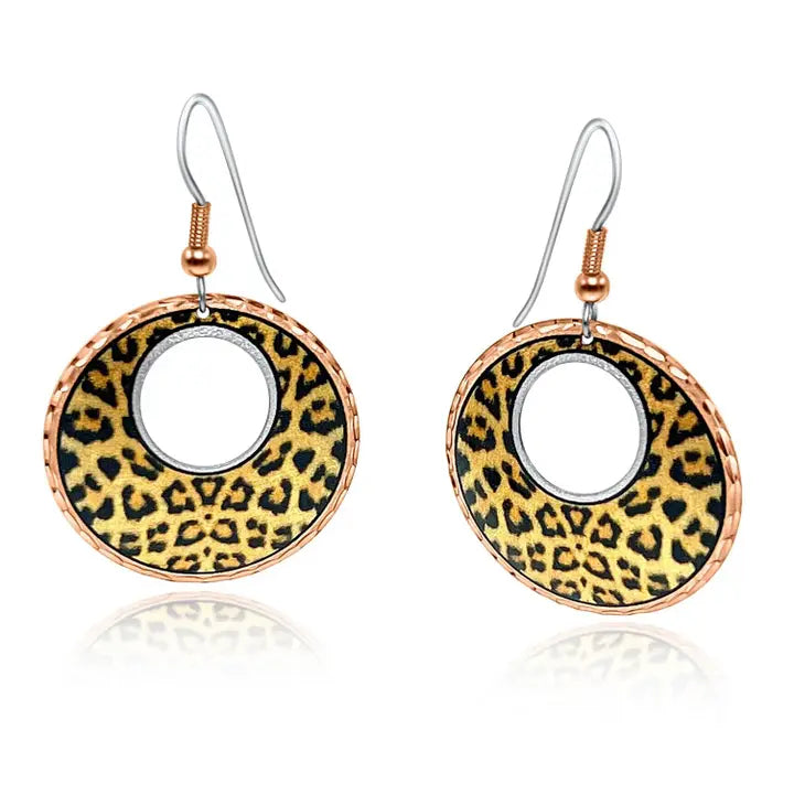 Leopard design round earrings