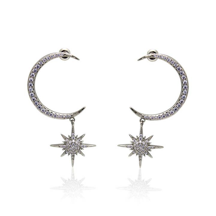 moon and star stainless stud earrings