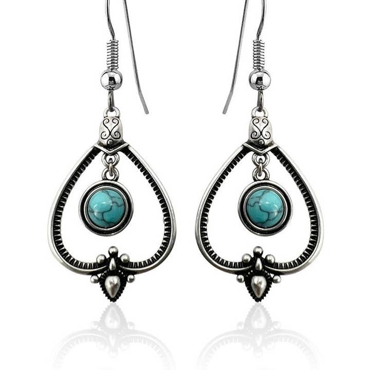 western antique   earrings turquoise