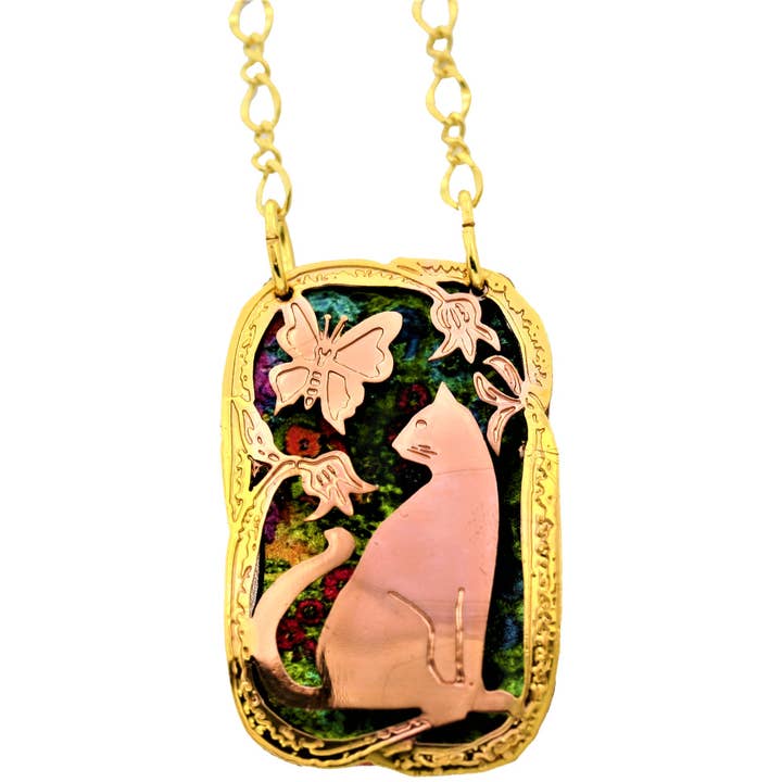 Colorful Cut Out Cat Necklace NPT-66