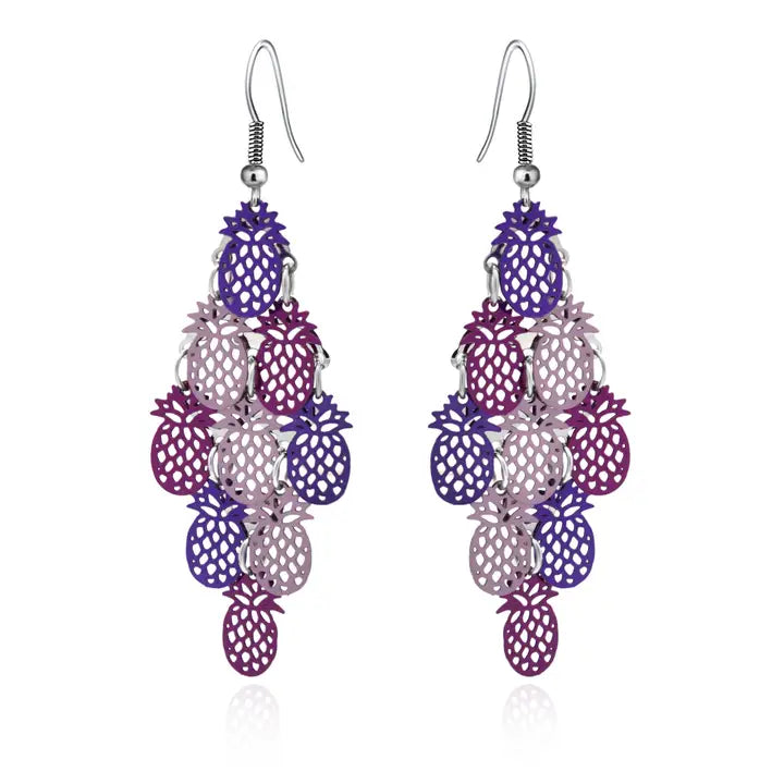 Stainless steel colorful  Pine  Apple Earrings