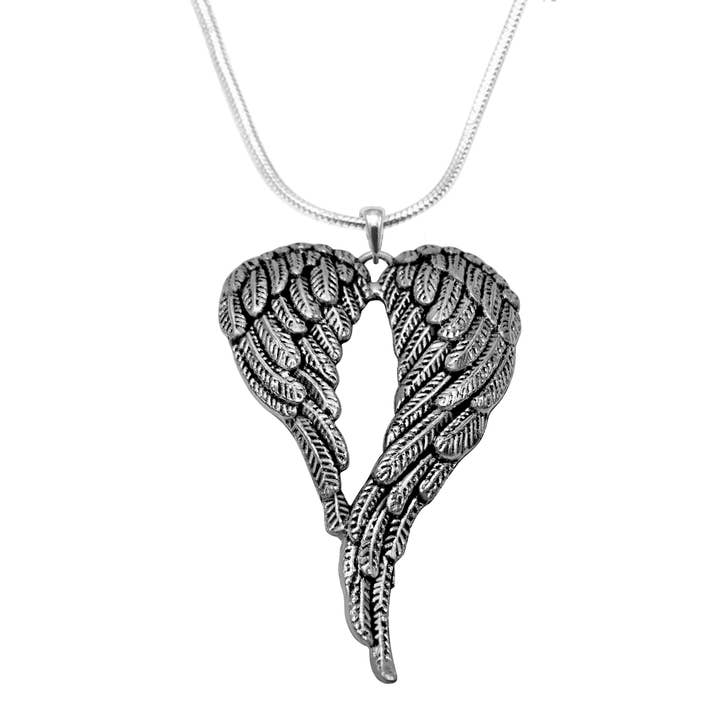 large angel wing necklace w/chain