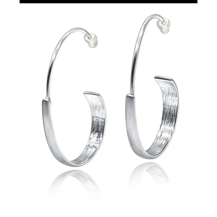 half moon silver plated brass  earrings