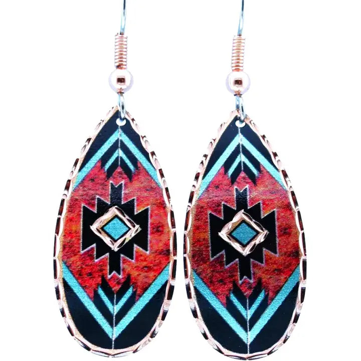 Teardrop Copper western American Earrings