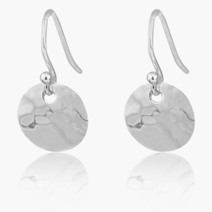 Round hammered tiny sterling silver   earrings