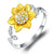 sun flower with bee zircon spinning or rotating  ring